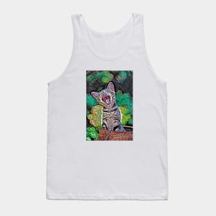 Abstract Tired Yawning Cat Tank Top